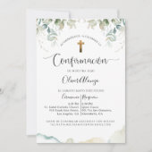 Invitation En espagnol, Elégante confirmation avec verdure (Devant)