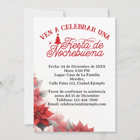 Invitation en Espagnol Fête de Noël (Devant)