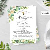 Invitation En Espagnol, Verdure, Baptême Floral Jaune Blanc