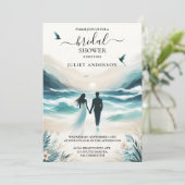 Invitation En été Ocean Beach Blue Water Fête des mariées (Debout devant)