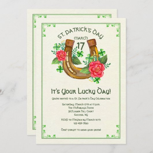 Invitation en fer à cheval chanceuse (Devant / Derrière)