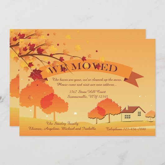 Invitation En feu avec des couleurs d'automne déplaçant le (Devant / Derrière)