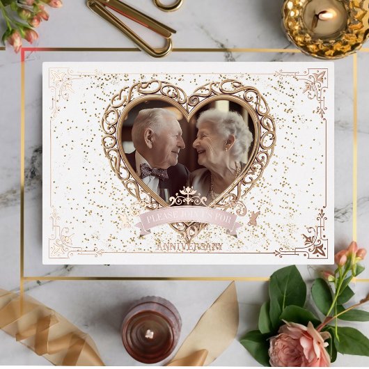 Invitation en feuille d'aluminium or rose romantiq