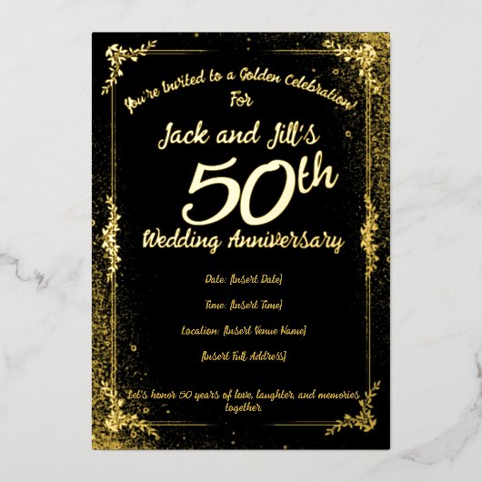 Invitation en feuille d'argent pour le 50e anniver (Recto)