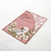 Invitation en feuille de bébé cygne rose (Rotation)