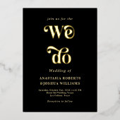 Invitation en feuille d'or noir rétro fantaisie (Recto)