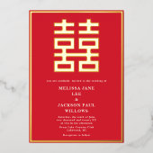 Invitation en feuille d'or pour mariage chinois Do (Recto)