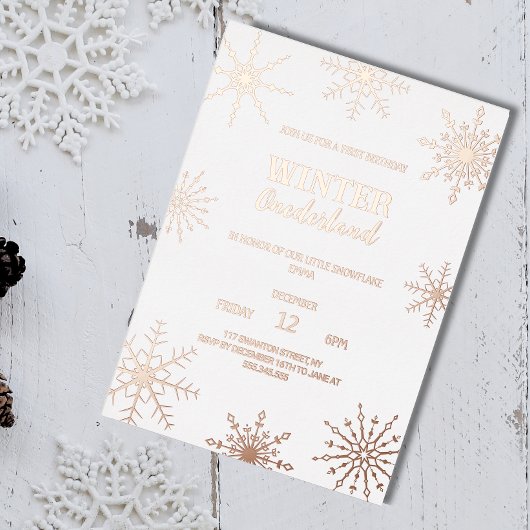 Invitation en feuille d'or rose pour l'hiver Onede