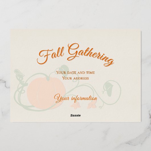 Invitation en feuille d'or Vignes de citrouille (Verso)