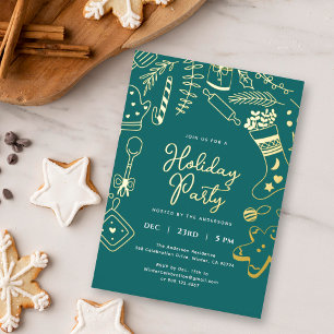 Invitation en feuille métallisée pour fête de pâti