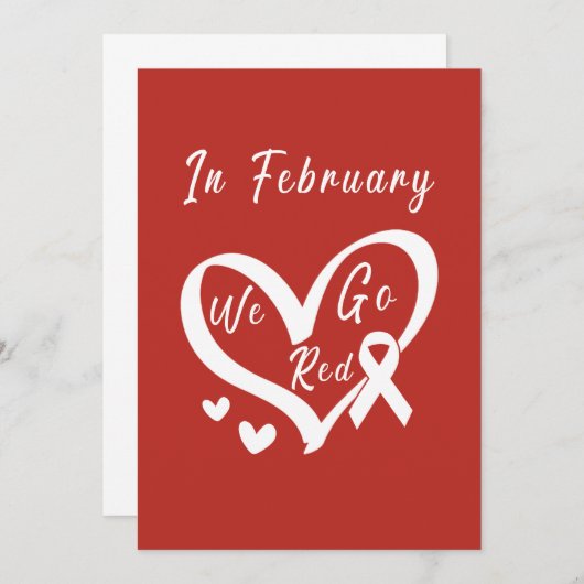 Invitation En Février, Nous allons Red Heart Disease Awarenes (Devant / Derrière)