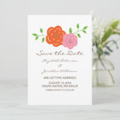 Invitation En fleur orange rose florale Enregistrer l'Invitat (Debout devant)