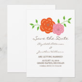 Invitation En fleur orange rose florale Enregistrer l'Invitat (Devant / Derrière)