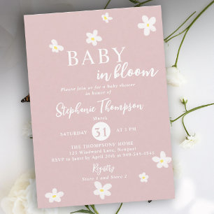 Invitation En fleurs, Daisy rose et blanc, Printemps, Fille,