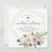 Invitation En floraison | Blush Floral Graduation Party (Devant)