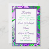 Invitation en fluid art marbré violet et vert (Dos)