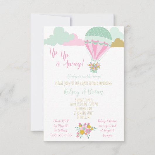 Invitation En haut, en haut et en loin ! Un bébé est en route (Devant)