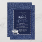 Invitation en jean et diamants (Devant / Derrière)