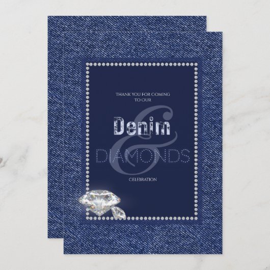 Invitation en jean et diamants (Devant / Derrière)