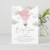 Invitation En l'air | Baby shower à ballon à air chaud (Debout devant)