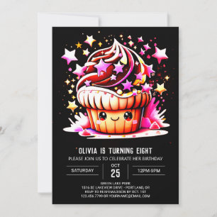 Invitation En ligne mignonne Elegant Muffin Girl Anniversaire