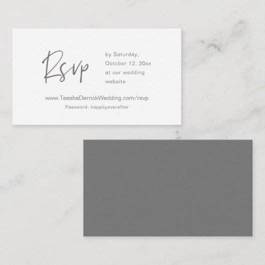 Invitation en ligne RSVP, site Mariage, gris foncé (Devant / Derrière)