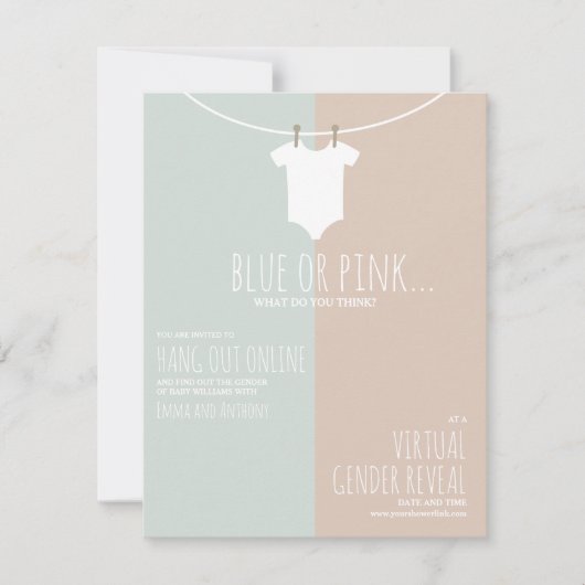 Invitation En ligne Virtual Genre Révéler Clothesline Pink Bl (Devant)