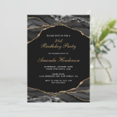 Invitation en marbre d'agate noir et or (Debout devant)
