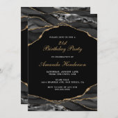 Invitation en marbre d'agate noir et or (Devant / Derrière)
