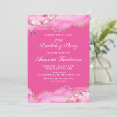 Invitation en marbre d'agate rose et or (Debout devant)