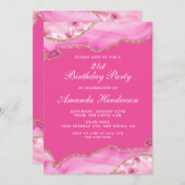 Invitation en marbre d'agate rose et or (Devant / Derrière)