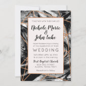 Invitation en marbre d'aquarelle de cuivre géométr (Devant)