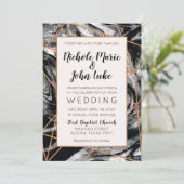 Invitation en marbre d'aquarelle de cuivre géométr (Debout devant)