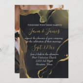 invitation en marbre noir et or (Devant / Derrière)