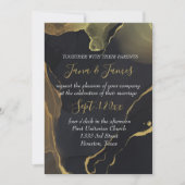 invitation en marbre noir et or (Devant)