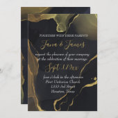 invitation en marbre noir et or (Devant / Derrière)