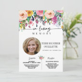 Invitation En Mémoire Amoureuse Floral Funeral Service (Debout devant)
