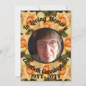 Invitation En Mémoire Amoureuse Poème photo Orange Rose Bordé (Devant)