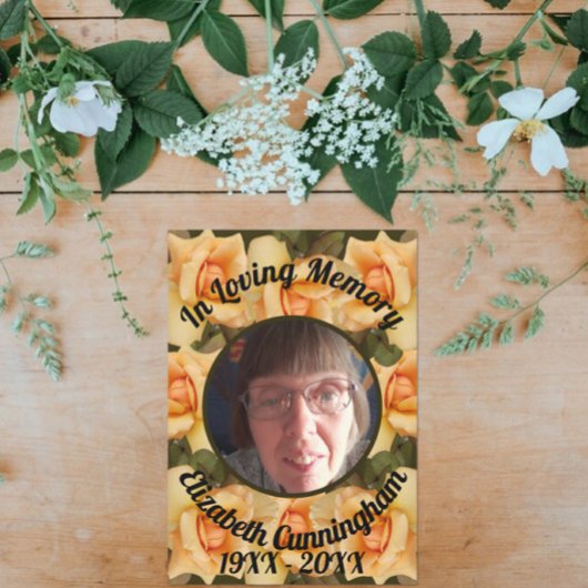 Invitation En Mémoire Amoureuse Poème photo Orange Rose Bordé