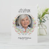 Invitation En Mémoire d'amour Aquarelle Fleurs sauvages Memor (Debout devant)