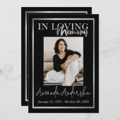 Invitation En Mémoire d'amour Photo commémorative funéraire e (Devant / Derrière)