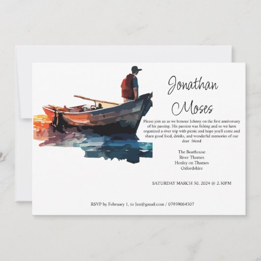 Invitation En mémoire d'un être cher disparu. Modifiable (Devant)