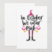 Invitation En Octobre Nous Portons Le Rose Cadeau De Sorcière (Devant / Derrière)