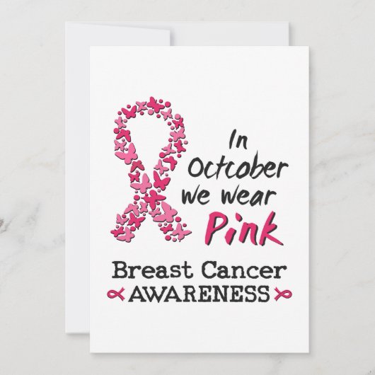 Invitation En Octobre nous portons rose Cancer du sein Sensib (Devant)