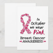 Invitation En Octobre nous portons rose Cancer du sein Sensib (Devant / Derrière)