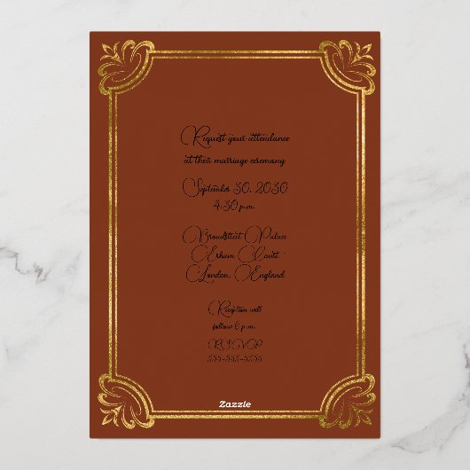 Invitation en or avec motif tartan Fraser Rouge Pa (Verso)