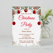 Invitation en papier alu pour fête de Noël rouge e (Debout devant)