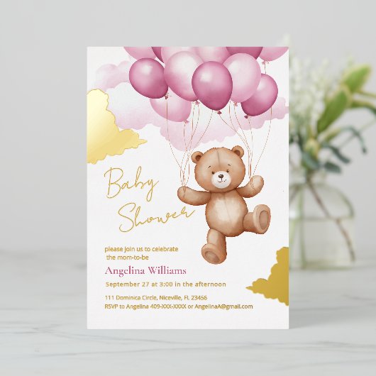 Invitation en papier d'aluminium pour une baby sho (Debout devant)