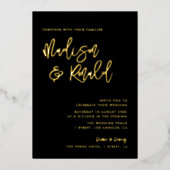 invitation en papier mariage noir et or (Recto)