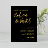invitation en papier mariage noir et or (Debout devant)